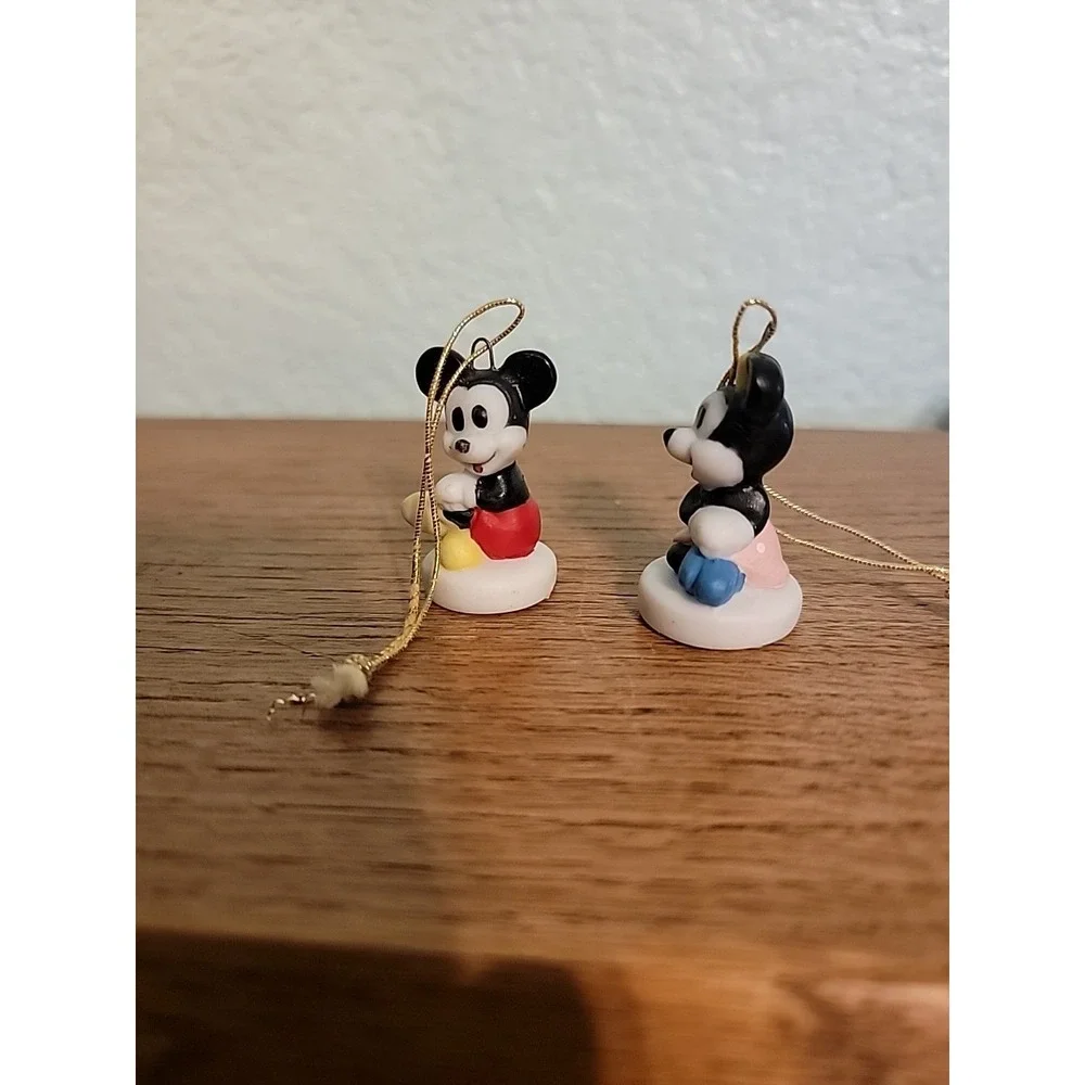 Vtg Disney Schmid Mickey & Minnie Mouse Mini‎ Porcelain Christmas Ornaments 1.5
